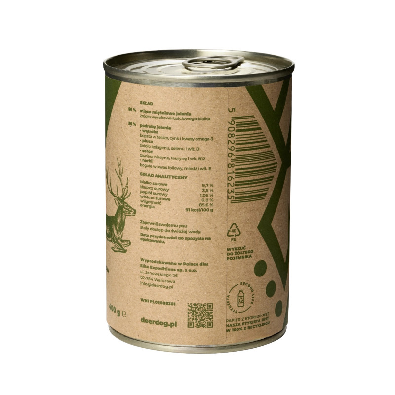 50/50 MIĘSO I PODROBY Z JELENIA – karma uzupełniająca 400g