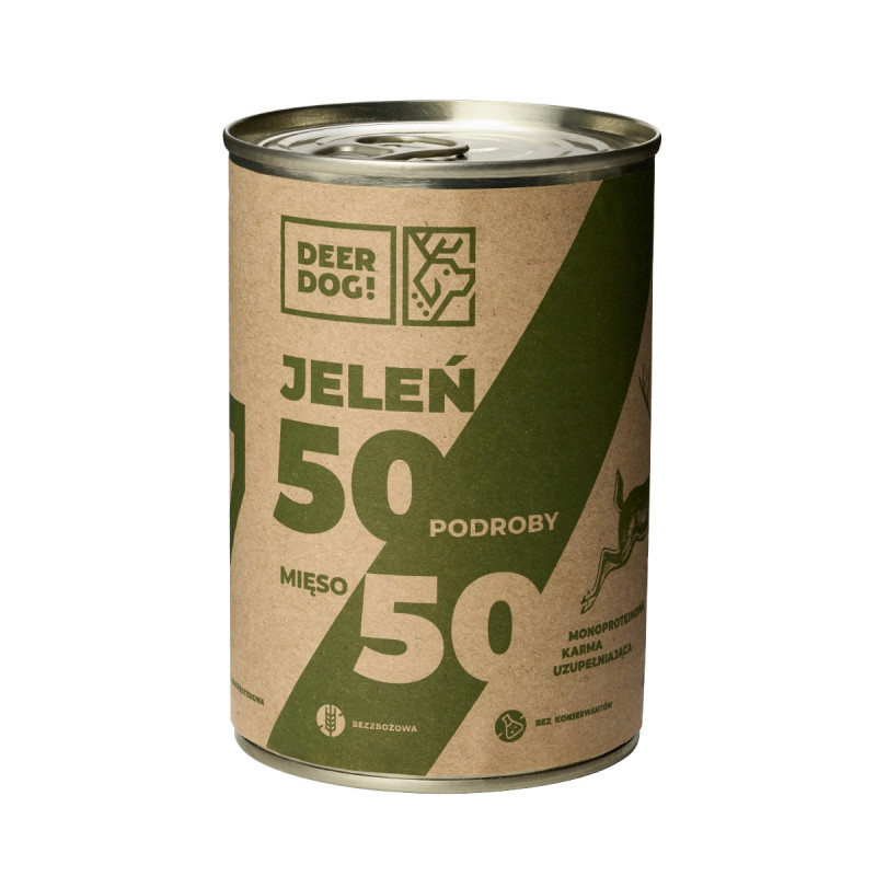 50/50 MIĘSO I PODROBY Z JELENIA – karma uzupełniająca 400g